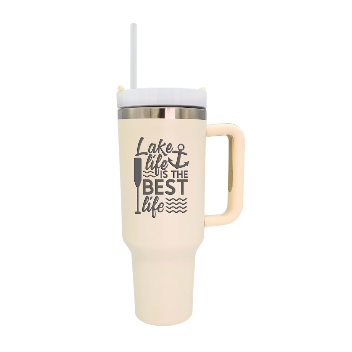 40 Oz. Lake Life Engraved Handled Cup With Straw(2 Tumblers Per Pack)