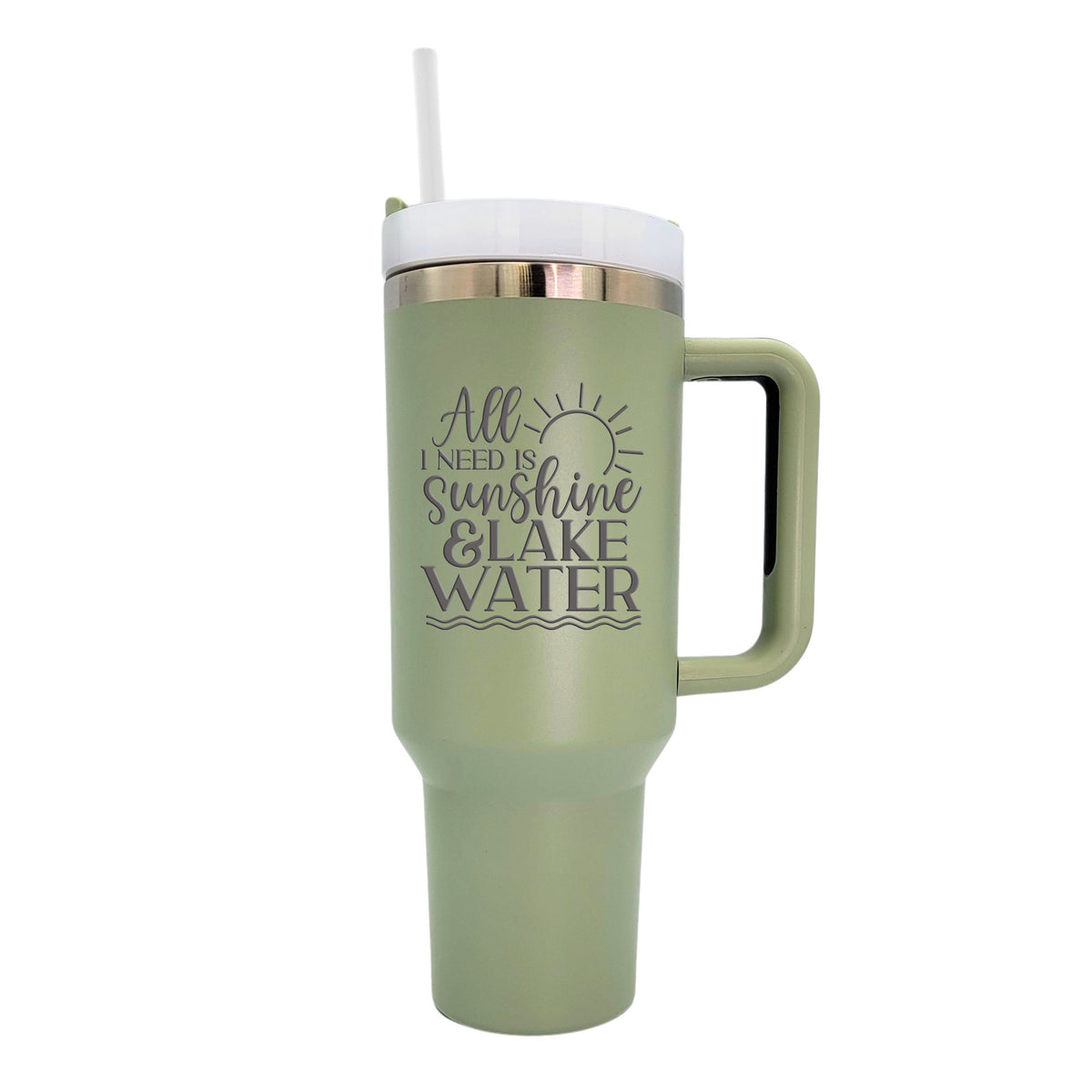 40 Oz. All I Need Is Sunshine Engraved Handle Cup With Straw(2 Tumblers Per Pack)