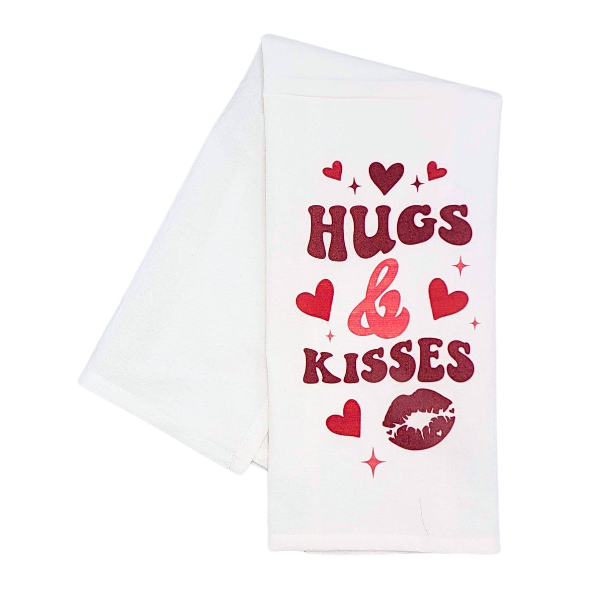 Hugs And Kisses Valentine's Day Tea Towel