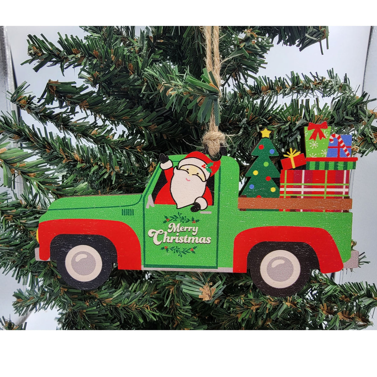 Cut Out Truck With Santa Christmas Ornament - WSH002 - 6 Per Pack ( $3.75 Per Ornament)