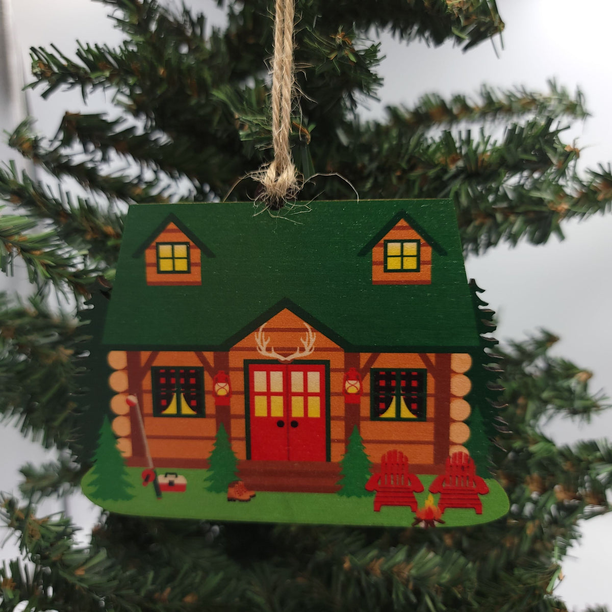 Cut Out Log Cabin Christmas Ornament - WSH004 - 6 Per Pack ( $3.75 Per Ornament)