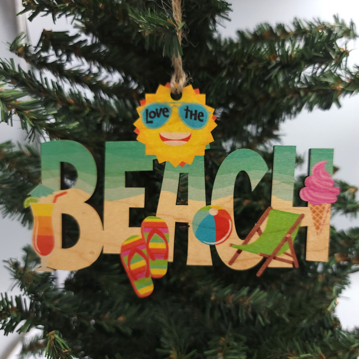 Cut Out Word Beach Christmas Ornament - WSH008 - 6 Per Pack ( $4.75 Per Ornament)