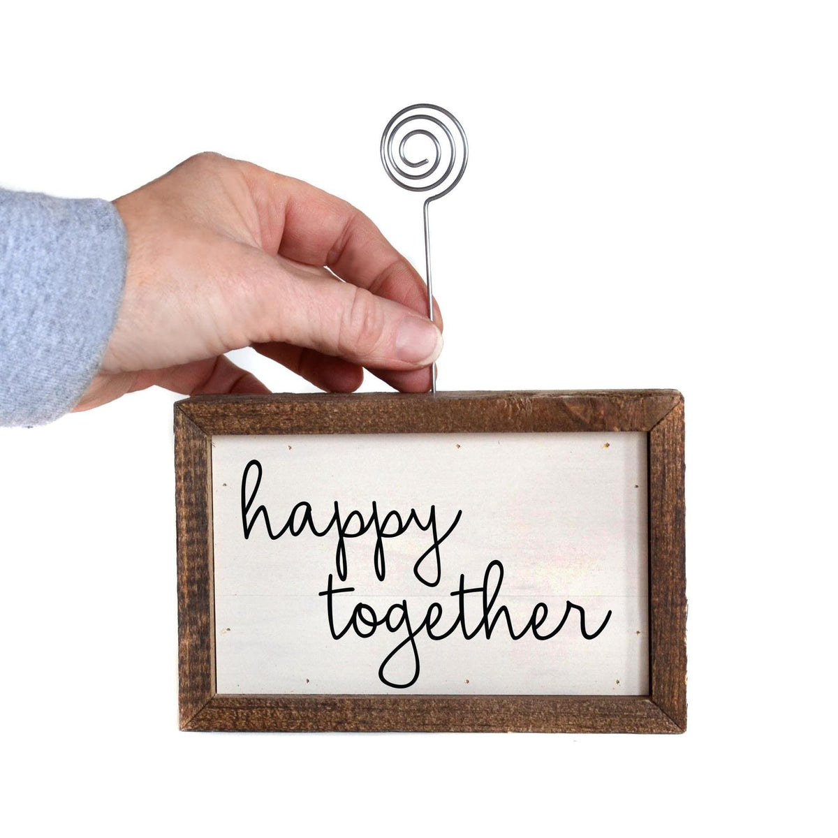 "happy together" Wood Sign w/Wire Picture Holder - AW002 - Driftless Studios