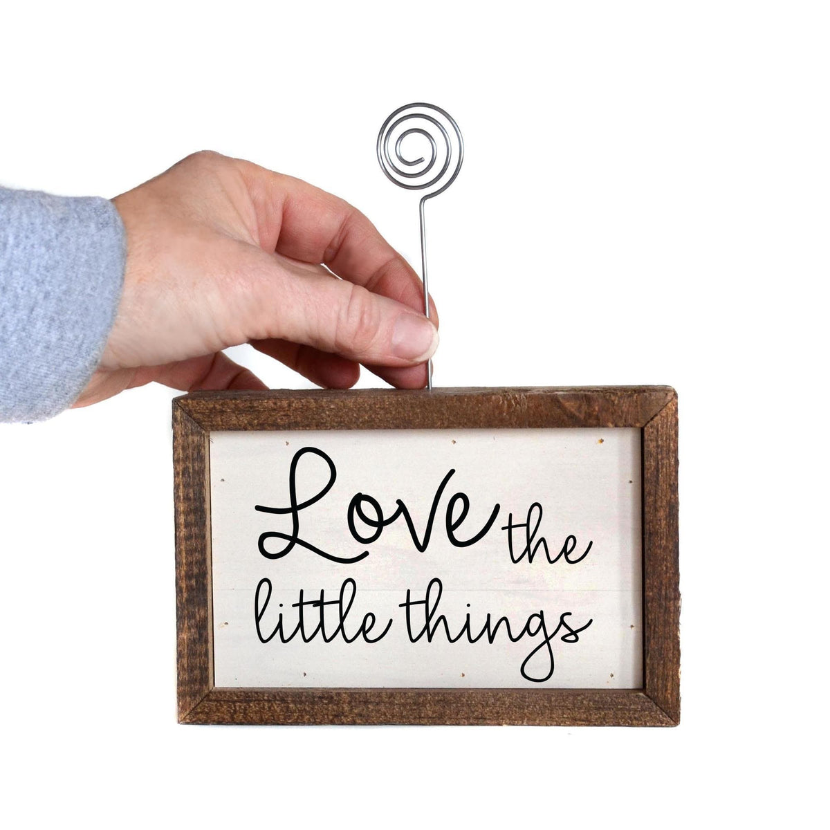 "Love The Little Things" Wood Sign w/Wire Picture Holder - AW008 - Driftless Studios