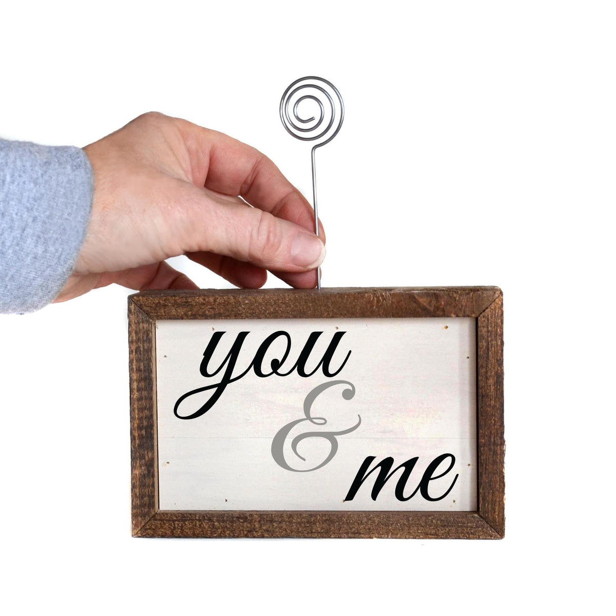 "You And Me" Wood Sign w/Wire Picture Holder - AW010 - Driftless Studios