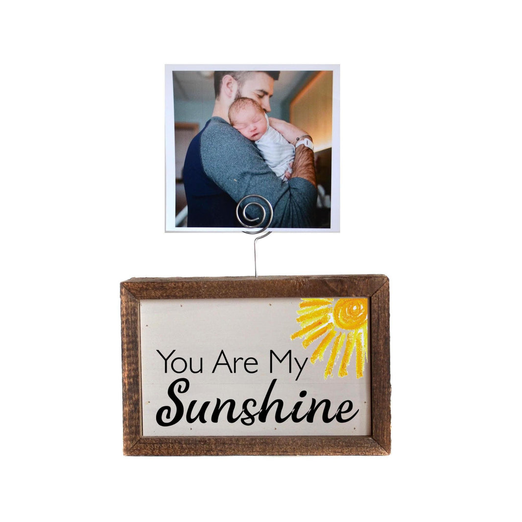"Sunshine" Wood Sign w/Wire Picture Holder - AW015 - Driftless Studios