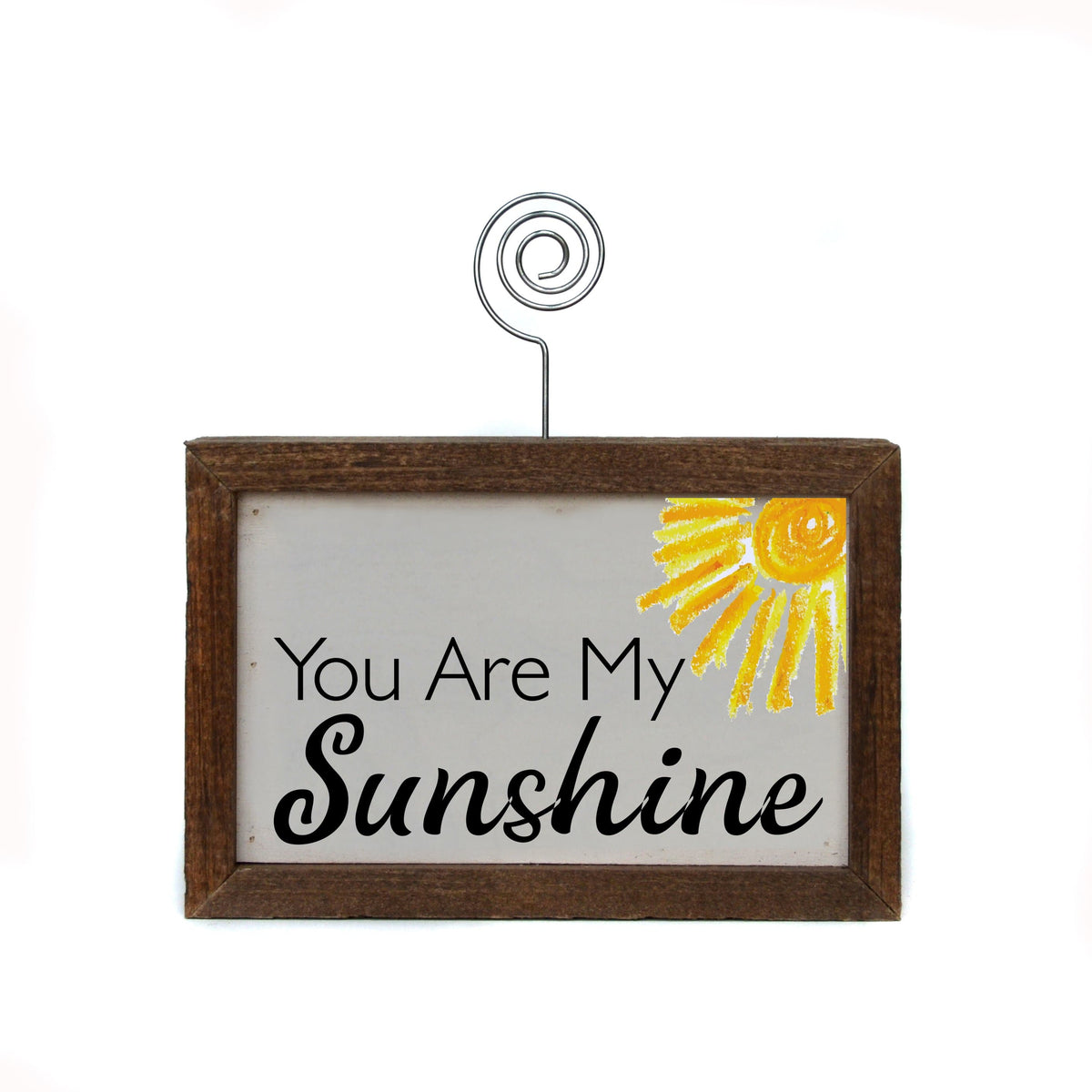 "Sunshine" Wood Sign w/Wire Picture Holder - AW015 - Driftless Studios