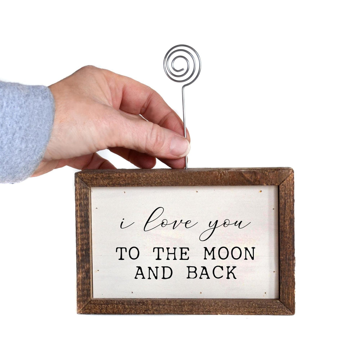 "I Love You" Wood Sign w/Wire Picture Holder - AW017 - Driftless Studios