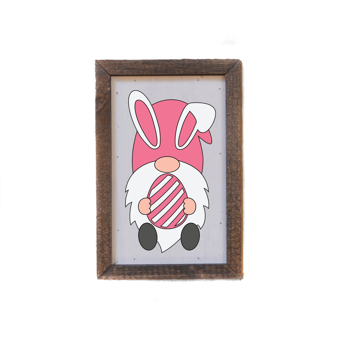 "Pink Easter Bunny Gnome" 4"x6" Wood Sign - AW031 - 2 Per Pack ($6.00 Ea. Sign)