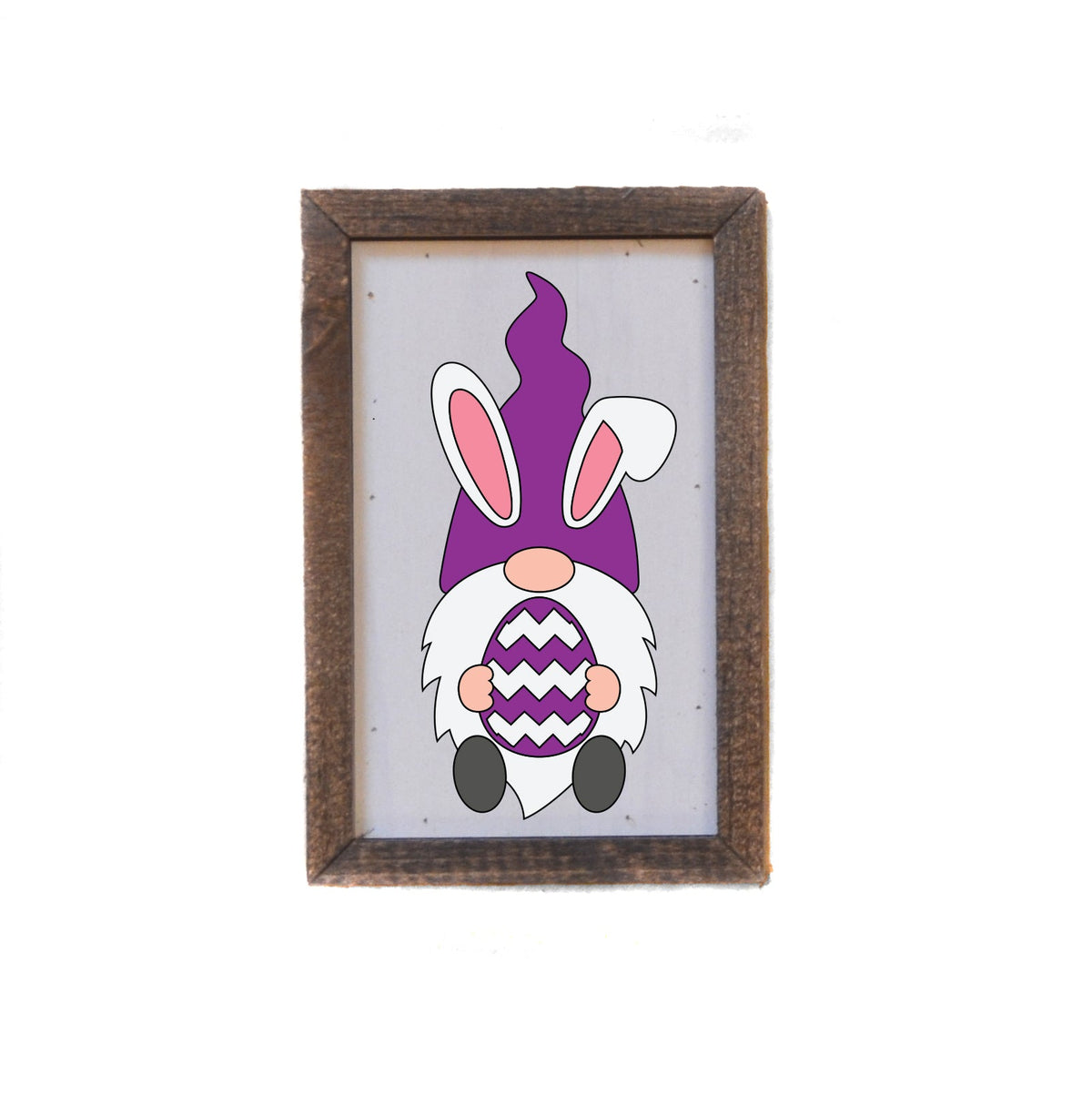 "Purple Easter Bunny Gnome" 4"x6" Wood Sign - AW033 - 2 Per Pack ($6.00 Ea. Sign)