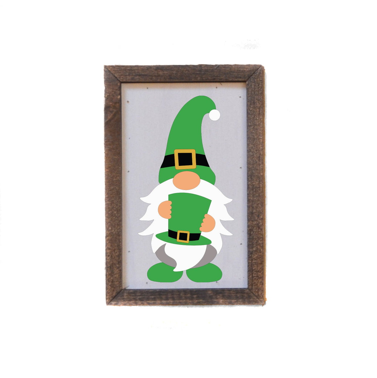 "Green Shamrock Gnome With Hat" 4"x6" Wood Sign - AW035 - 2 Per Pack ($6.00 Ea. Sign)