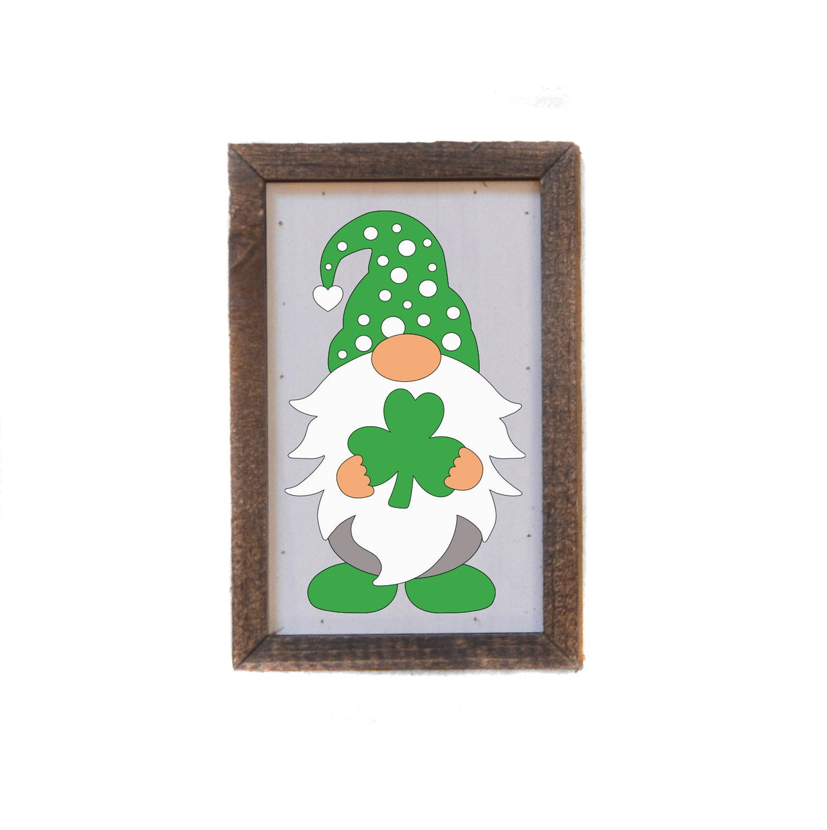 "Green Shamrock Gnome With Shamrock" 4"x6" Wood Sign - AW036 - 2 Per Pack ($6.00 Ea. Sign)