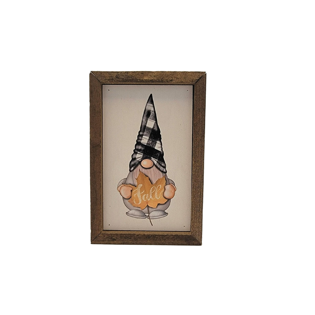 "Fall Leaf Gnome" 4"x6" Wood Sign - AW041 - 2 Per Pack ($6.00 Ea. Sign)