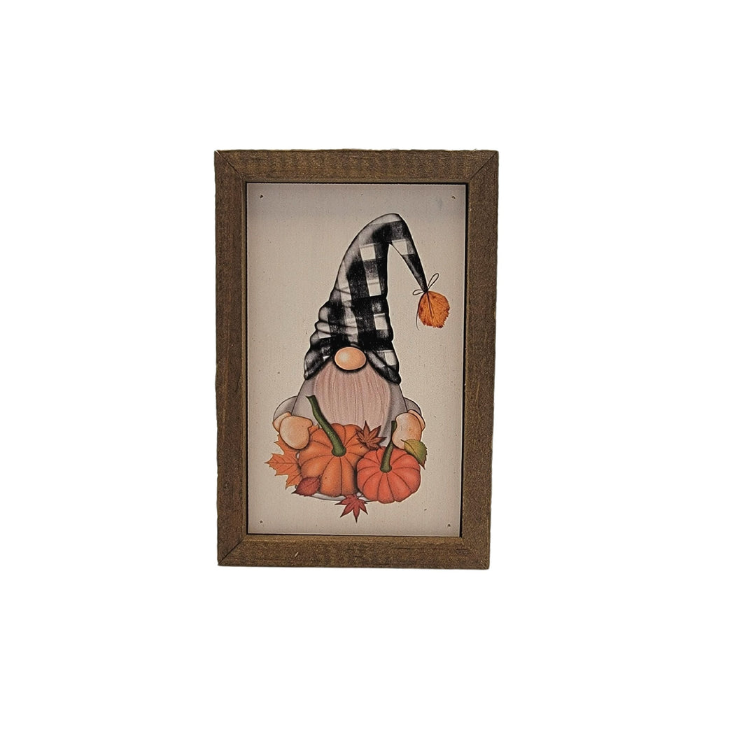 "Fall Pumpkin Wreath Gnome" 4"x6" Wood Sign - AW042 - 2 Per Pack ($6.00 Ea. Sign)