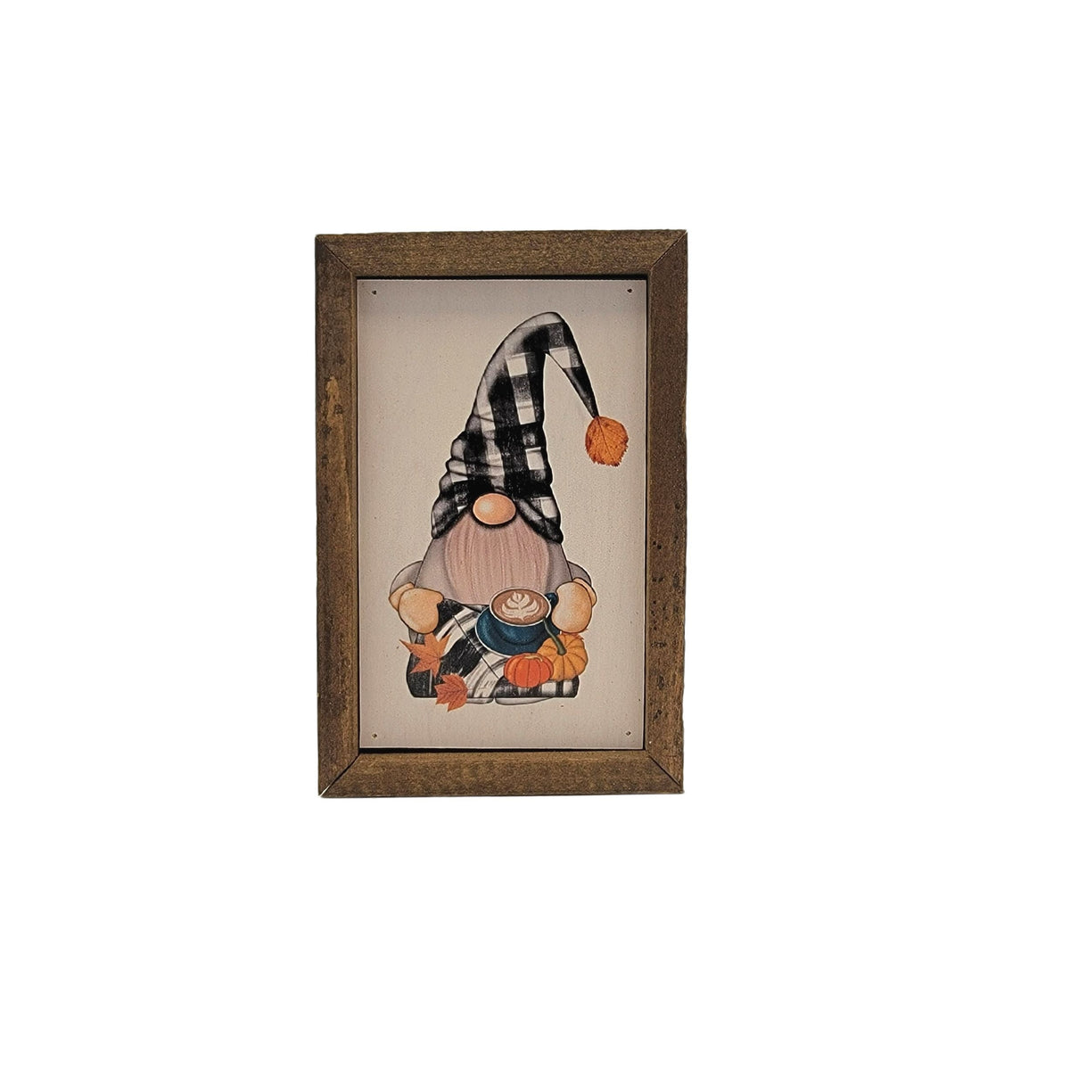 "Fall Hot Coco Gnome" 4"x6" Wood Sign - AW043 - 2 Per Pack ($6.00 Ea. Sign)