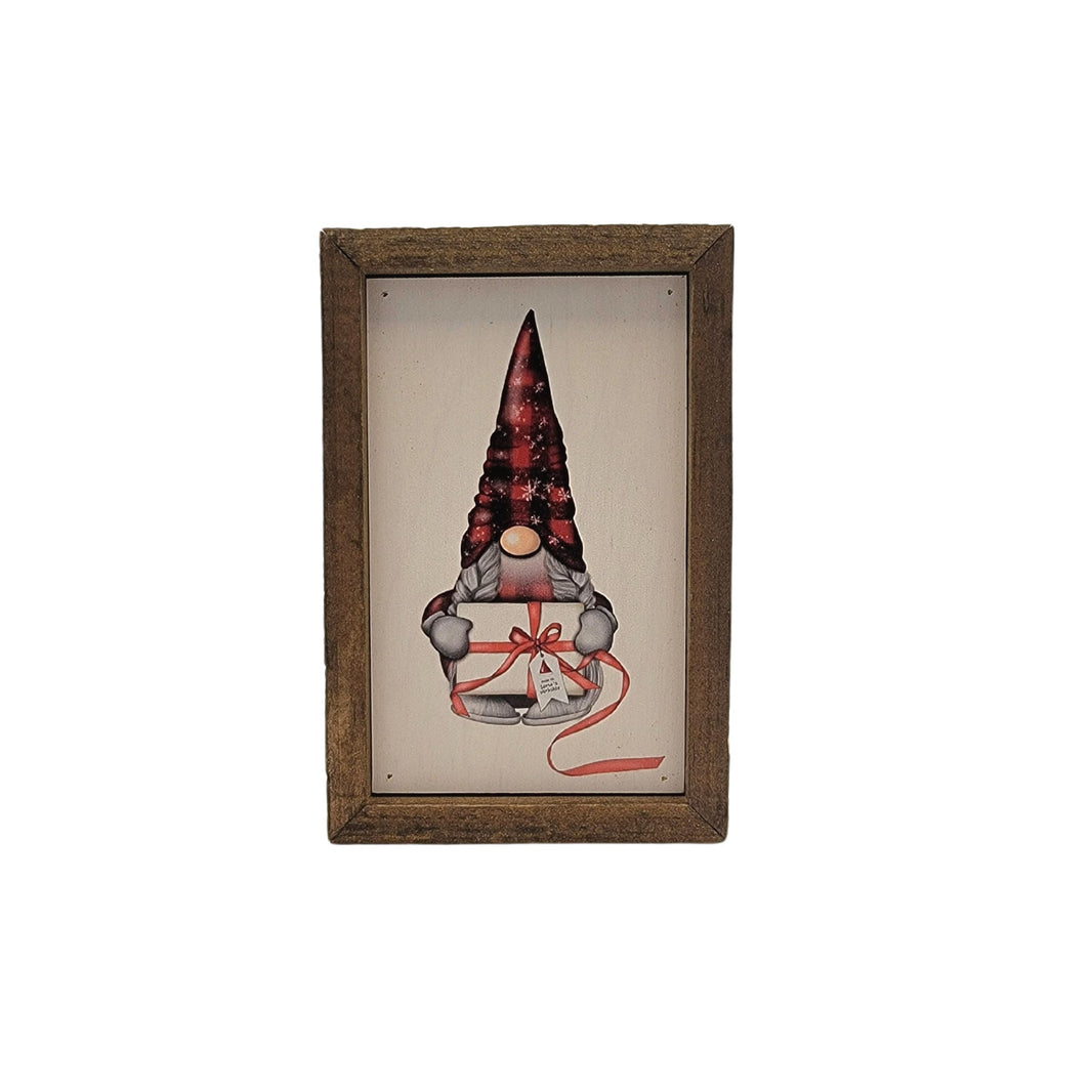 "Christmas Gnome With Letter" 4"x6" Wood Sign - AW046 - 2 Per Pack ($6.00 Ea. Sign)