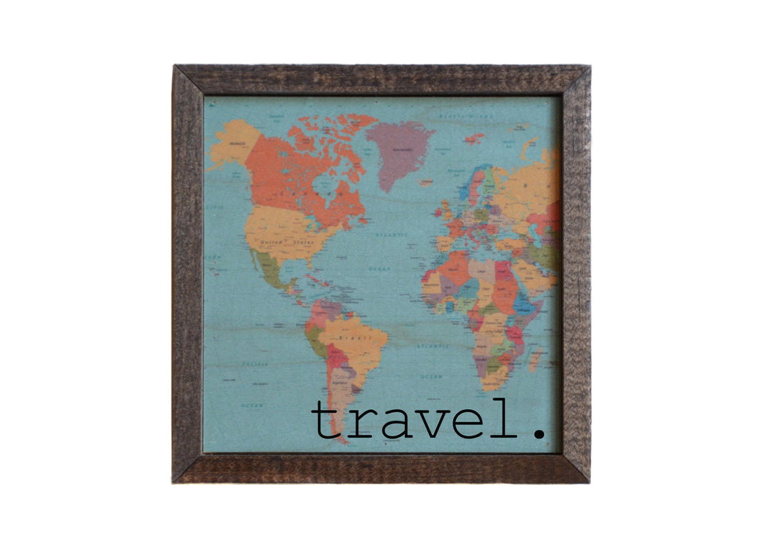 "Travel Map" 6x6 Sign - BW030 - Pack Of 2 ($6.75 Per Sign)