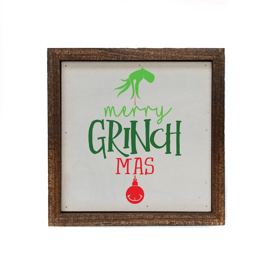 "Merry Grinch Mas" 6x6 Christmas Sign - BW051 - Pack Of 2 ($6.75 Per Sign)