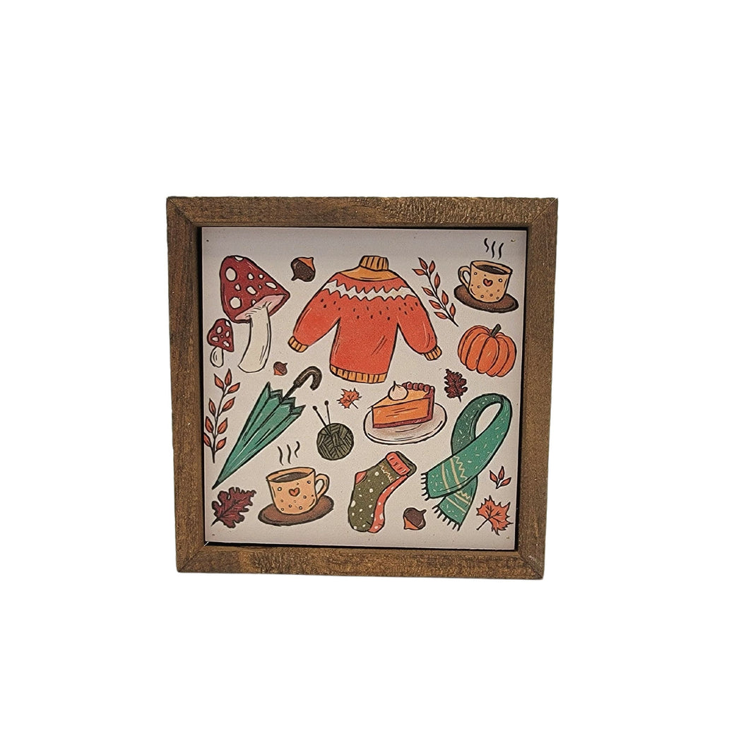 "Fall Sweater" 6x6 Sign - BW082 - Pack Of 2 ($6.75 Per Sign)