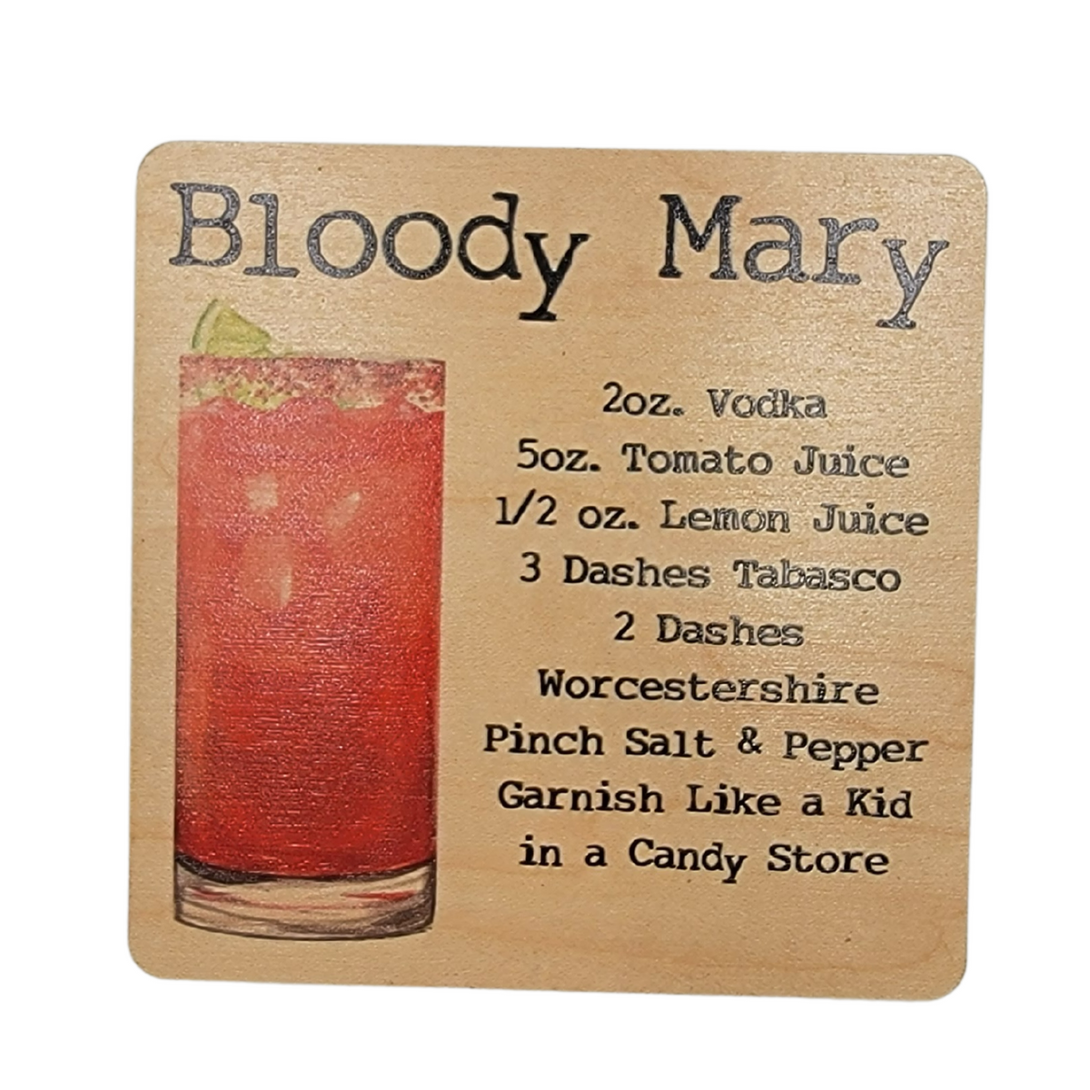 Bloody Mary Cocktail Coaster- COA035 - 4 Per Pack ($3.25 Per Coaster)