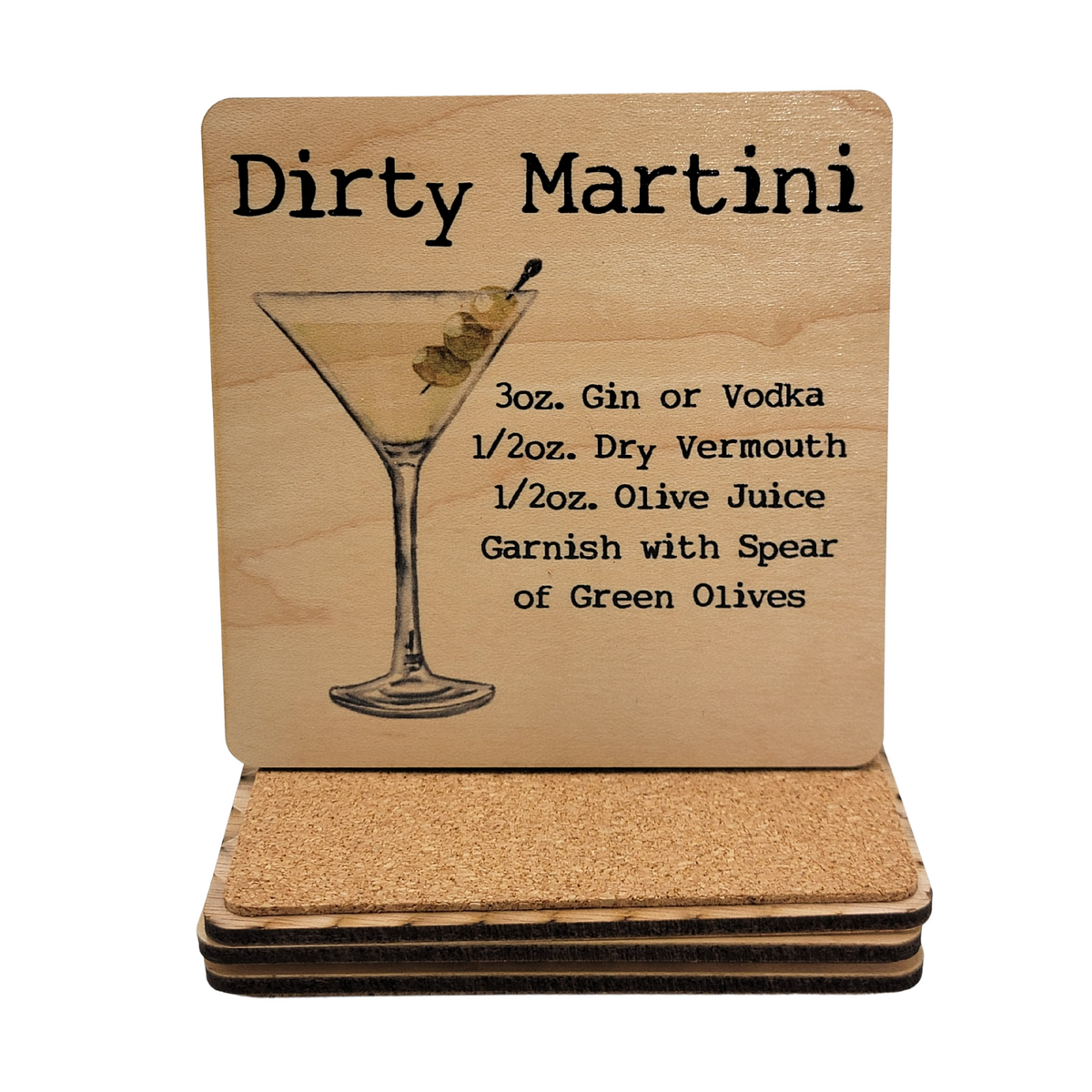 Dirty Martini Cocktail Coaster- COA036 - 4 Per Pack ($3.25 Per Coaster)