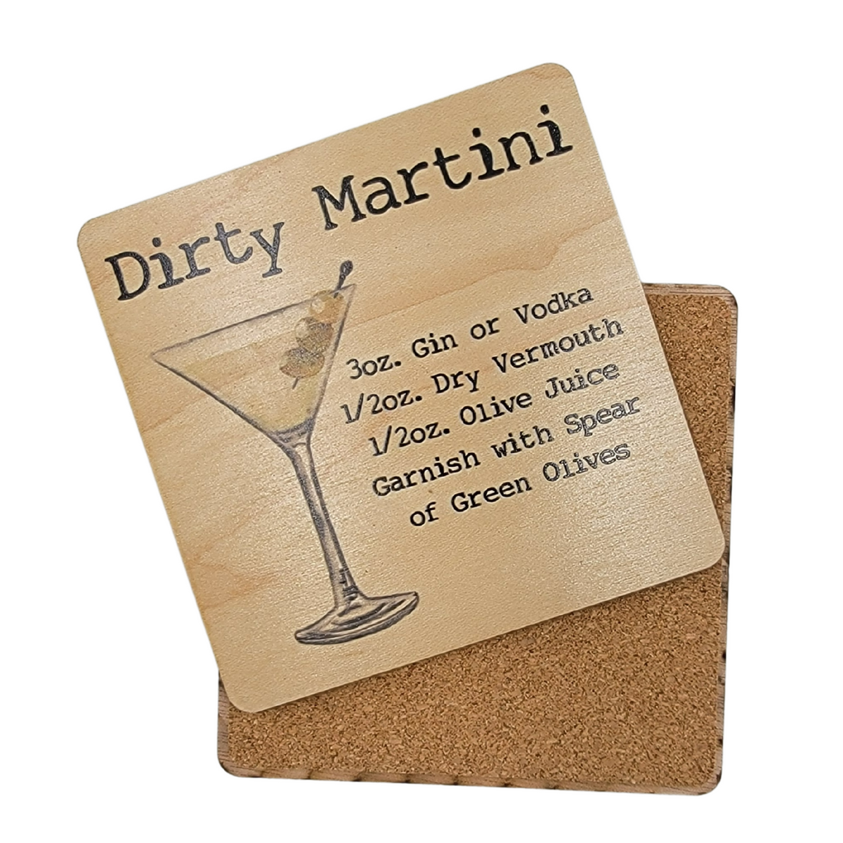 Dirty Martini Cocktail Coaster- COA036 - 4 Per Pack ($3.25 Per Coaster)