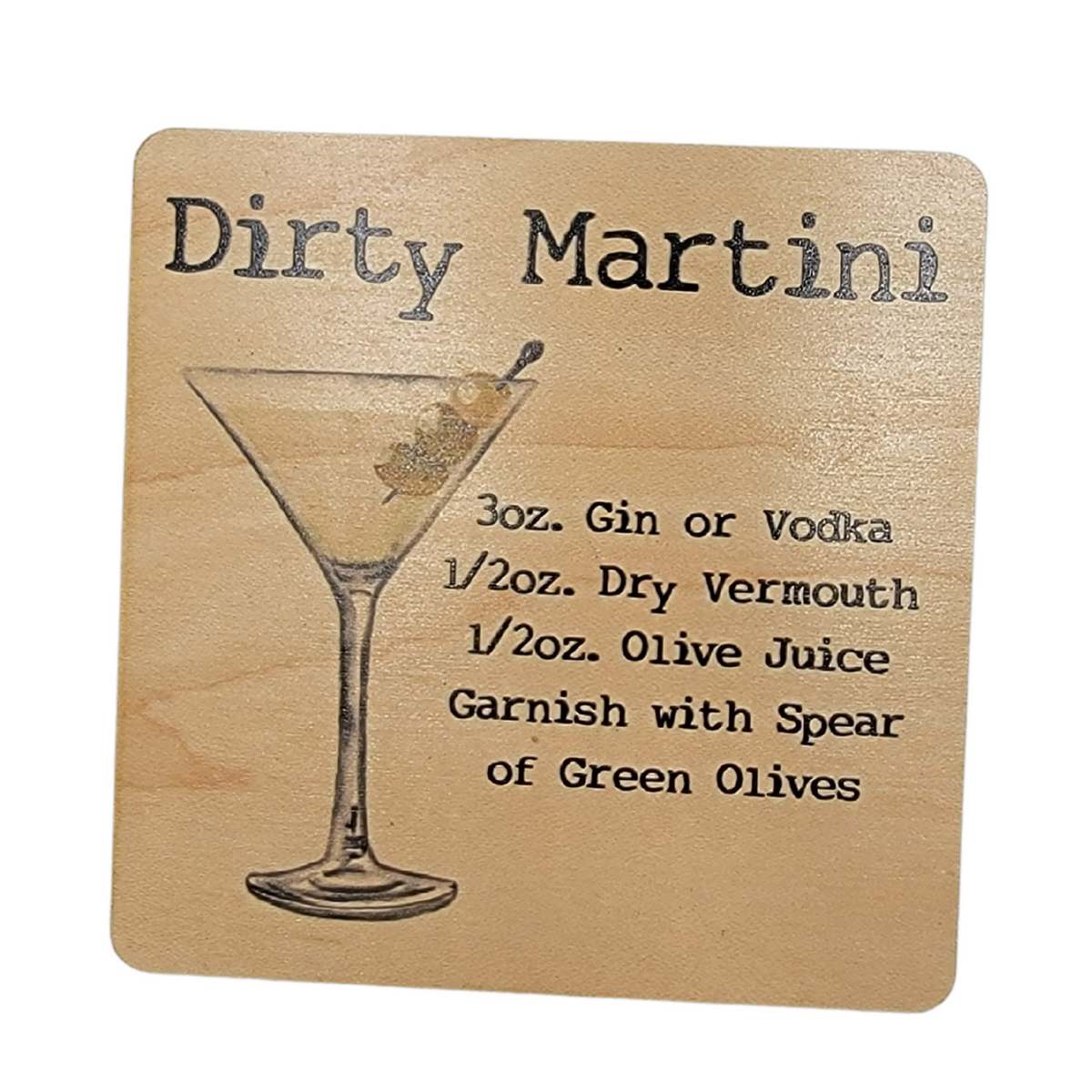 Dirty Martini Cocktail Coaster- COA036 - 4 Per Pack ($3.25 Per Coaster)