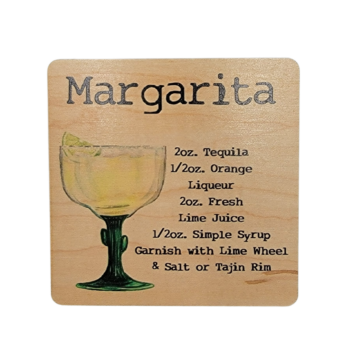 Margarita Cocktail Coaster- COA037 - 4 Per Pack ($3.25 Per Coaster)