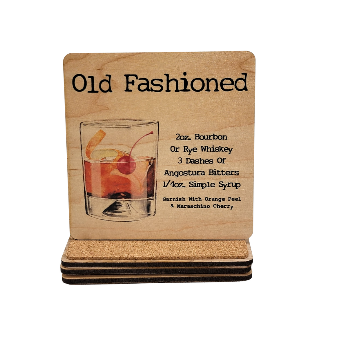 Old Fashioned Cocktail Coaster- COA039 - 4 Per Pack ($3.25 Per Coaster)