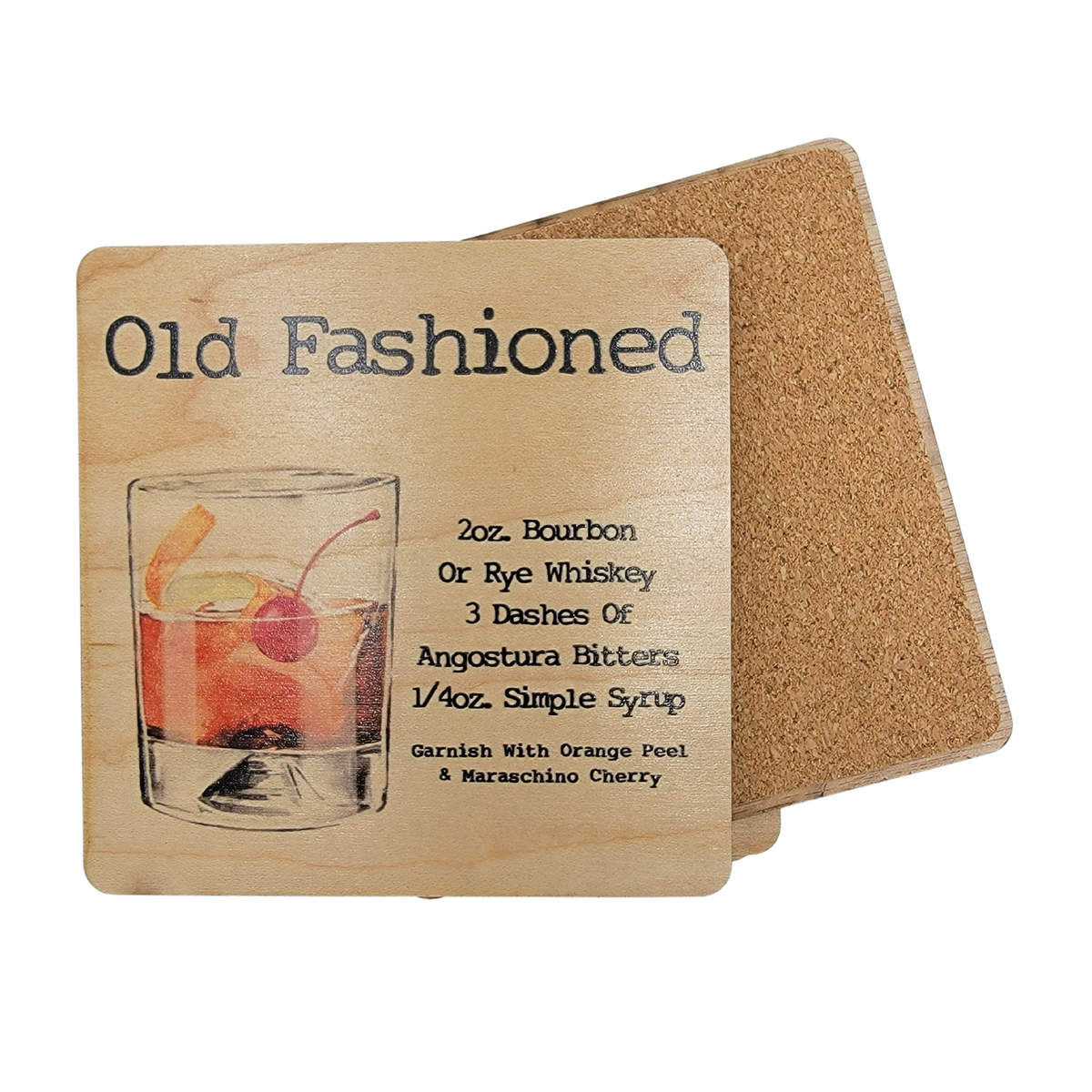 Old Fashioned Cocktail Coaster- COA039 - 4 Per Pack ($3.25 Per Coaster)
