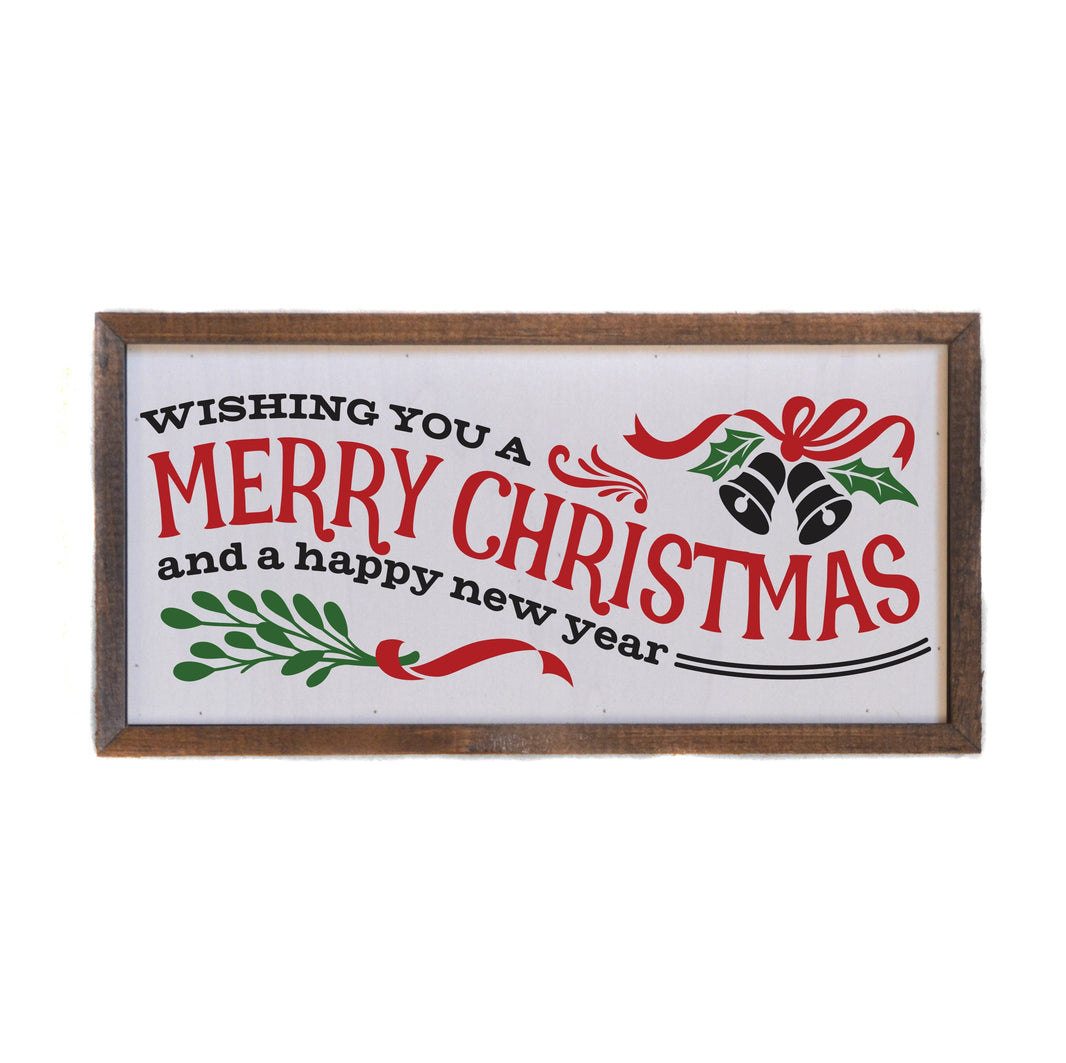 "Wishing you a Merry Christmas" 12x6  Sign - DW035 - 2 Per Pack ($10.00 Per Sign)