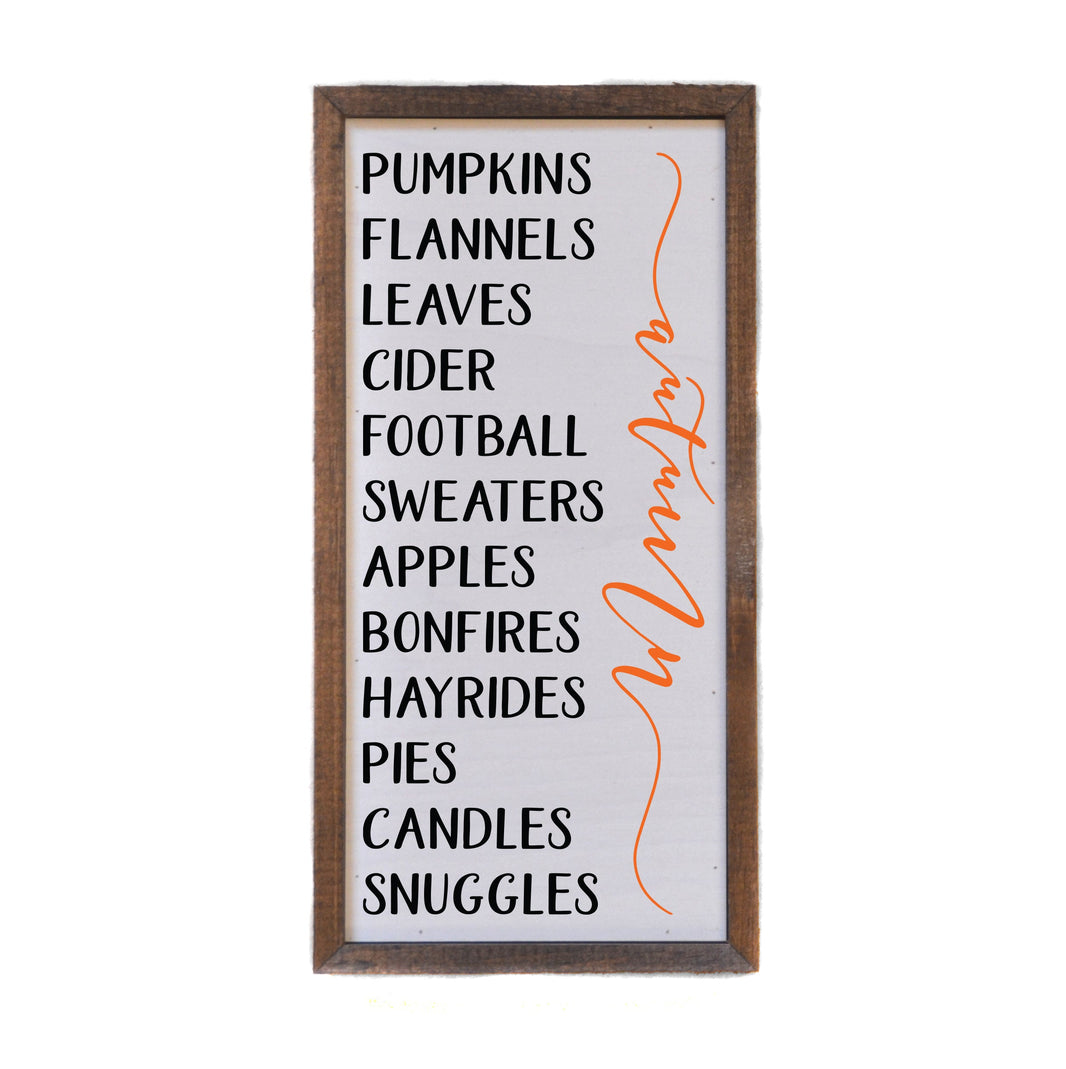 "Autumn List" 12x6  Sign - DW039 - 2 Per Pack ($10.00 Per Sign)