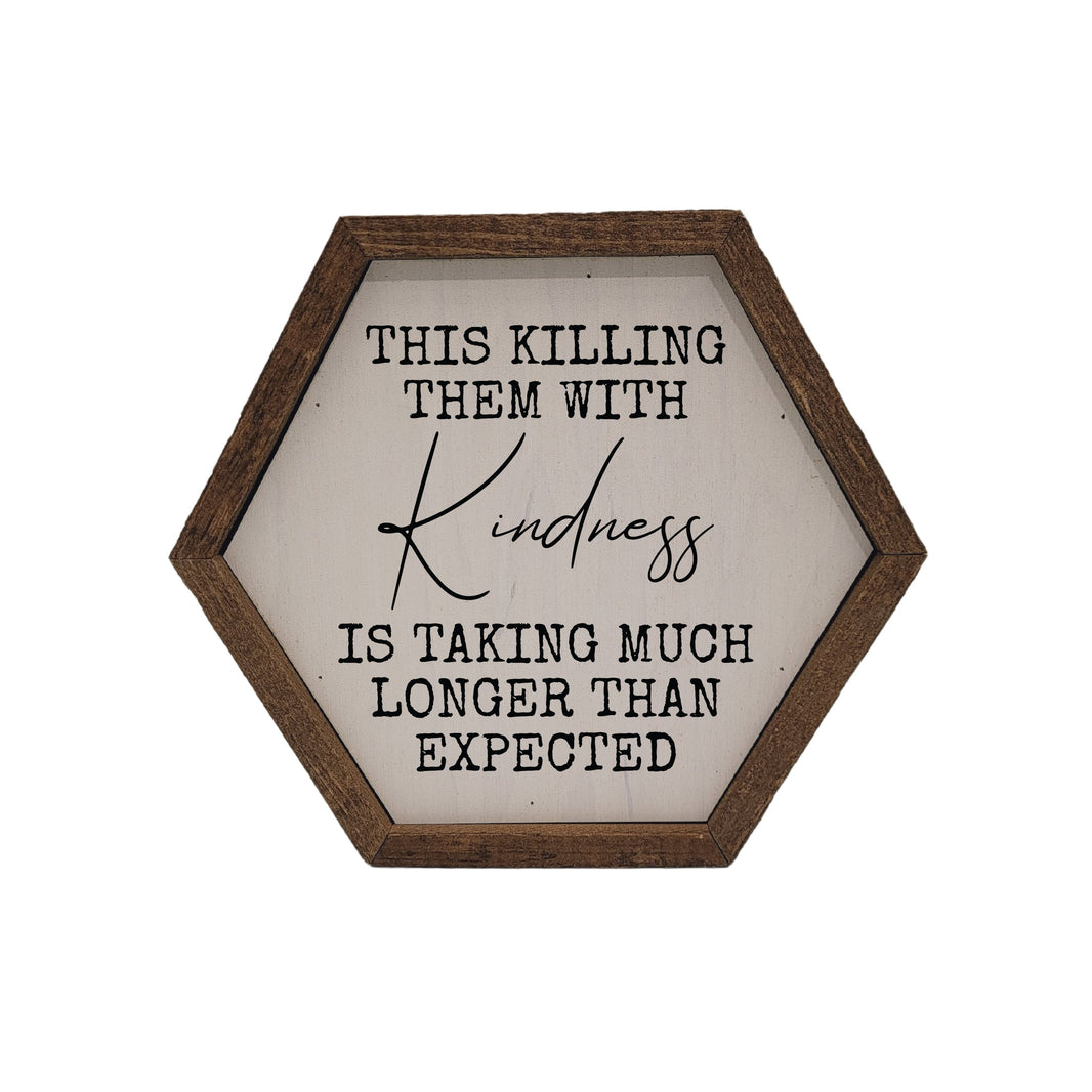 "Killing Them With Kindness" 8x7 Hexagon Sign - EW004 - 2 Per Pack ($8.75 Ea. Sign)