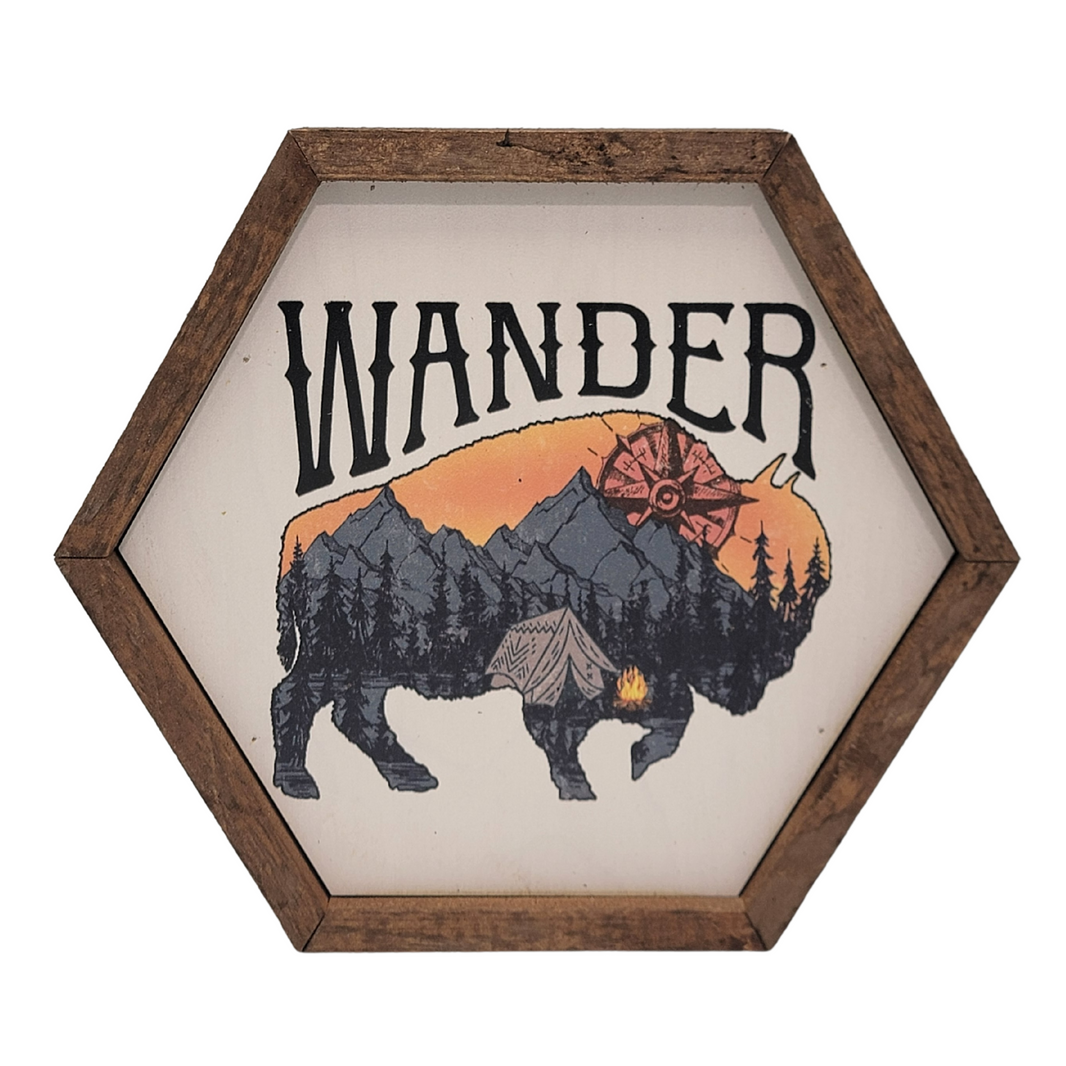 "Wander Buffalo" 8x7 Hexagon Sign - EW012 - 2 Per Pack ($8.75 Ea. Sign)