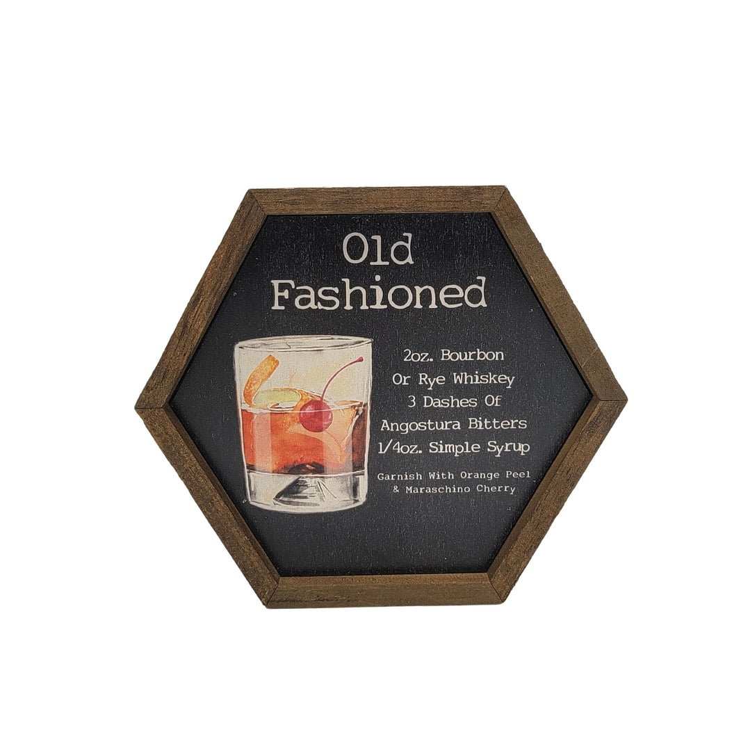 "Old Fashioned Cocktail Sign" 8x7 Hexagon Sign - EW018 - 2 Per Pack ($8.75 Ea. Sign)
