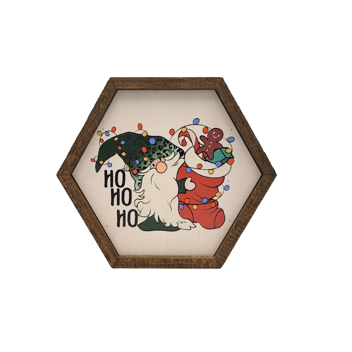 "Ho Ho Ho Gnome" 8x7 Hexagon Sign - EW030 - 2 Per Pack ($8.75 Ea. Sign)