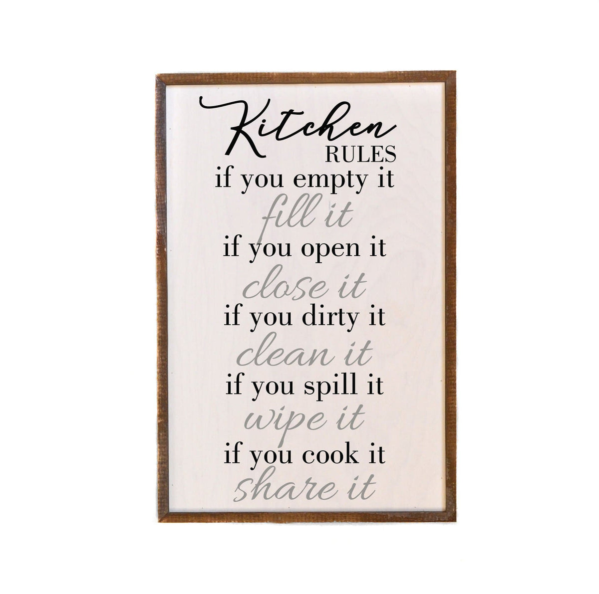 Kitchen Rules; 12x18 Wall Art Sign - GW007 - Driftless Studios