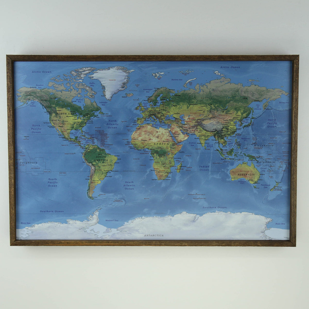 24x16 - Geographical Natural Earth World Map - Travel Map - SM001 - Driftless Studios