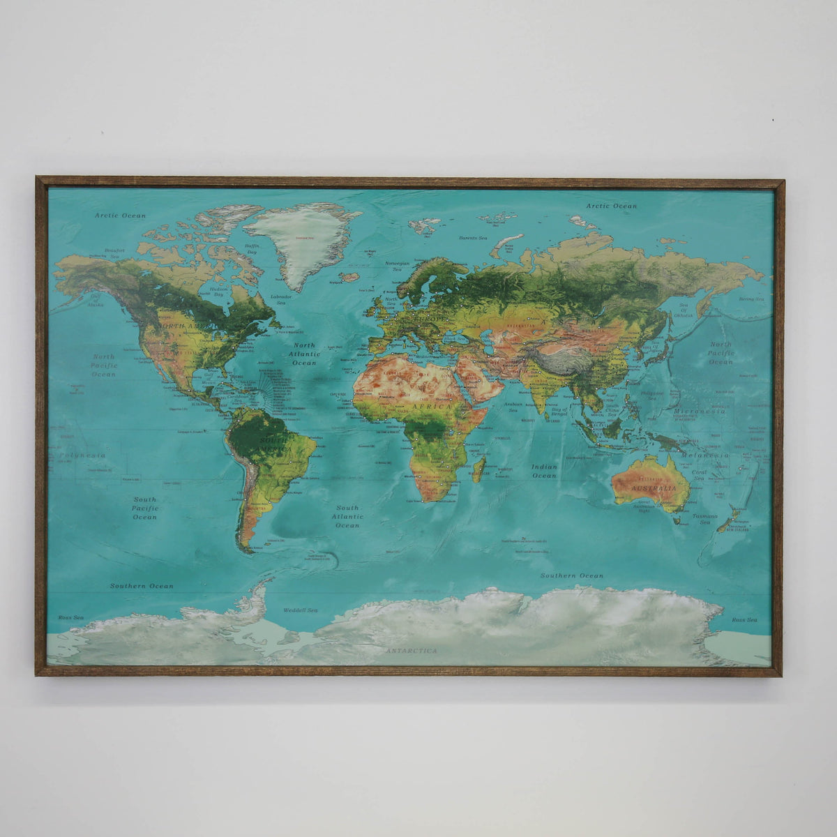 36x24 - Geographical Teal Natural Earth World Map - Travel Map - UM002 - Driftless Studios