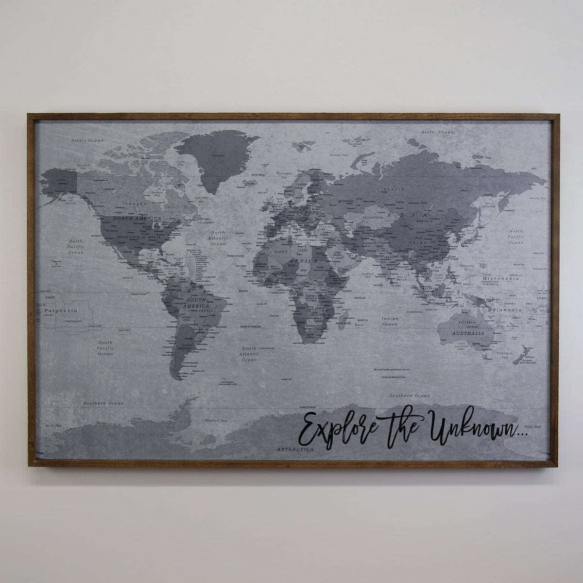 36x24 - Political Gray Scale World Map - Travel Map - UM004 - Driftless Studios