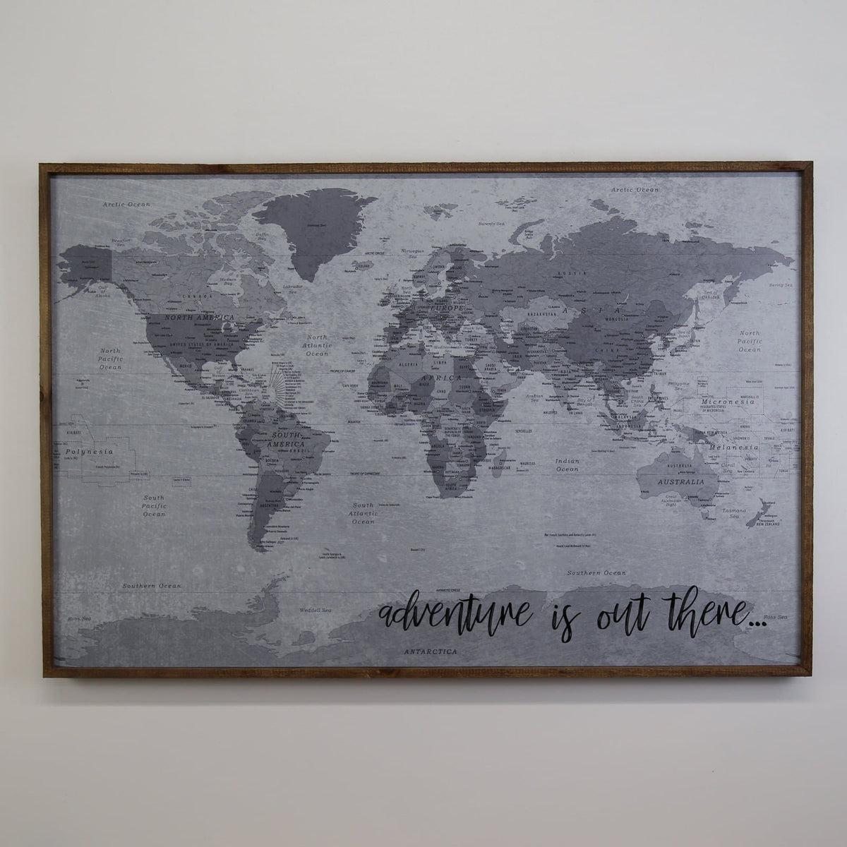 36x24 - Political Gray Scale World Map - Travel Map - UM004 - Driftless Studios
