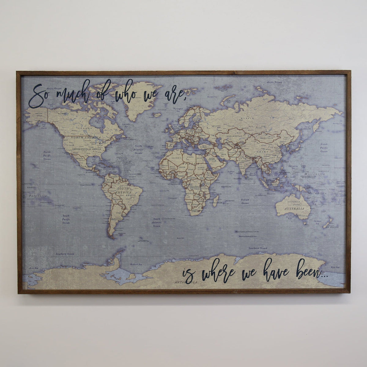 36x24 - Antique Tan World Map Push Pin - Travel Map - UM005 - Driftless Studios