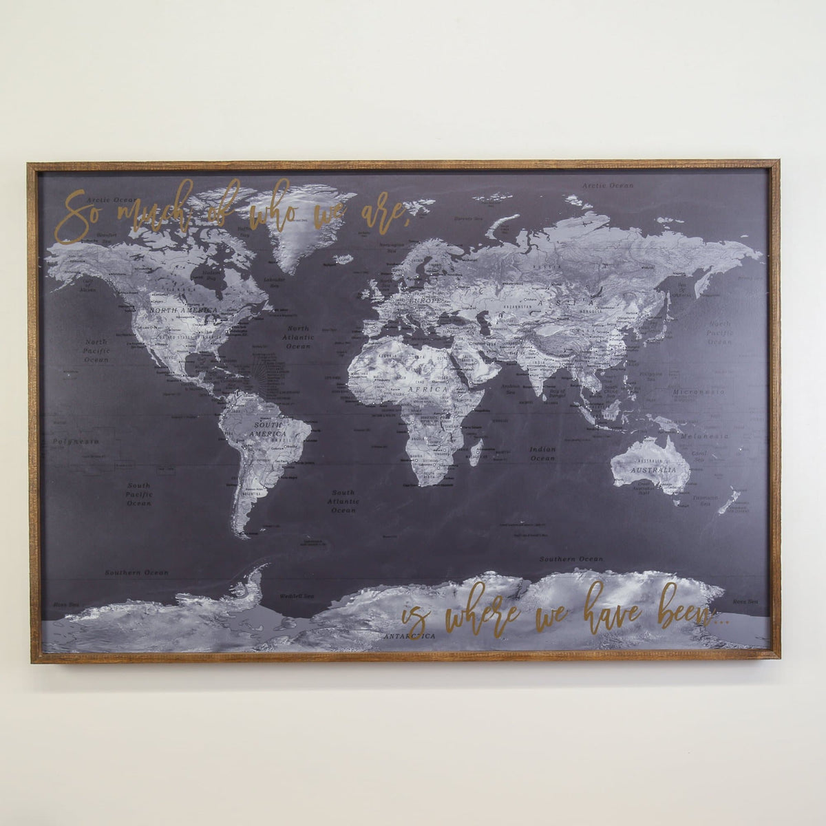 36x24 - Geographical Black and White World Map Push Pin - Travel Map - UM003 - Driftless Studios