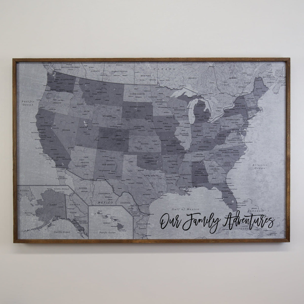 36x24 - Political Gray Scale USA Map - US Travel Map - UM008 - Driftless Studios
