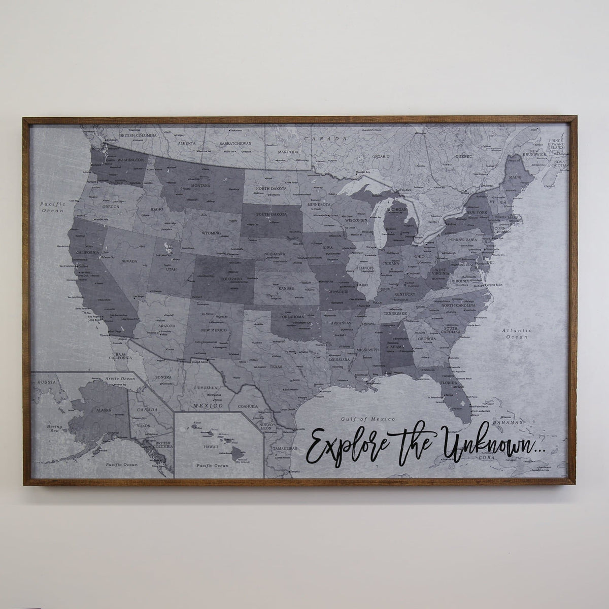 36x24 - Political Gray Scale USA Map - US Travel Map - UM008 - Driftless Studios
