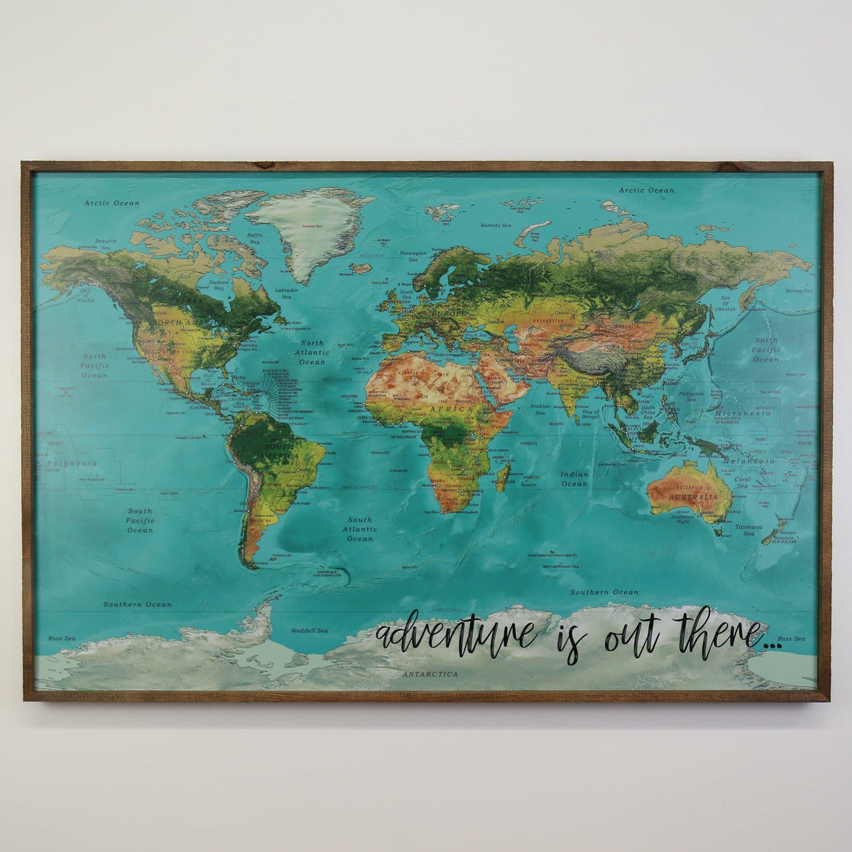 36x24 - Geographical Teal Natural Earth World Map - Travel Map - UM002 - Driftless Studios