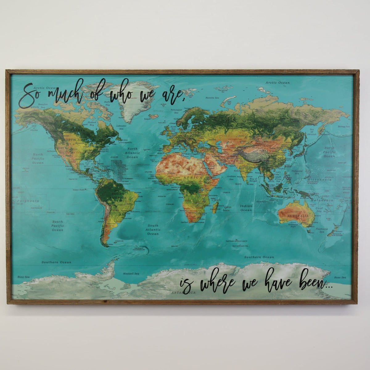 36x24 - Geographical Teal Natural Earth World Map - Travel Map - UM002 - Driftless Studios
