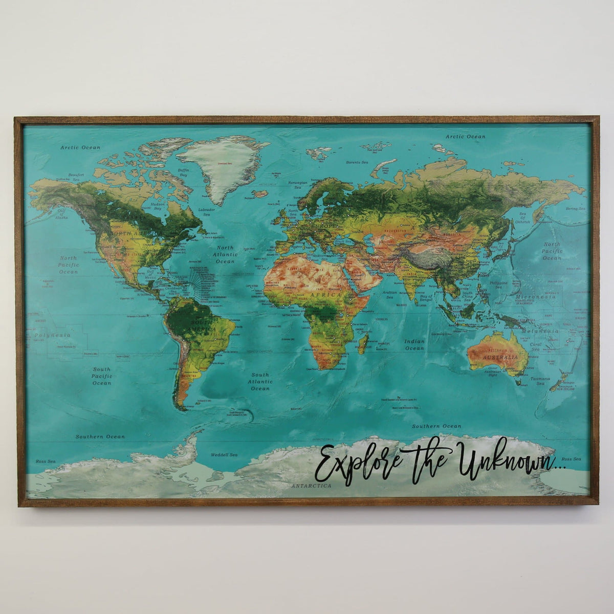 36x24 - Geographical Teal Natural Earth World Map - Travel Map - UM002 - Driftless Studios