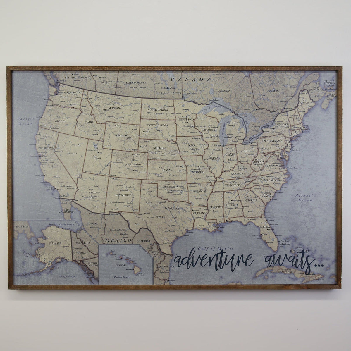 36x24 - Antique Tan USA Map - US Travel Map - UM010 - Driftless Studios