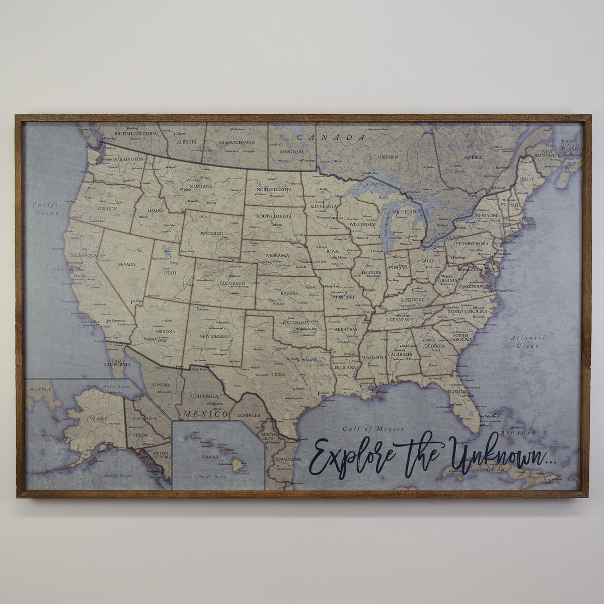 36x24 - Antique Tan USA Map - US Travel Map - UM010 - Driftless Studios
